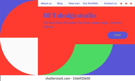 Abstract Horizontal Landing Page Design Set. Universal Vector Geometric Backgrounds Templates For Websites, Apps