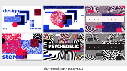 Abstract Horizontal Landing Page Design Set. Universal Vector Geometric Backgrounds Templates For Websites, Apps