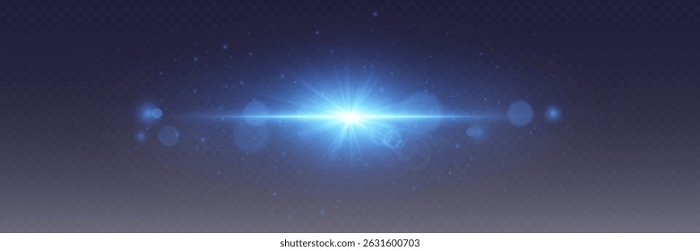 Abstract horizontal light effect of star flash and glare of sparks.