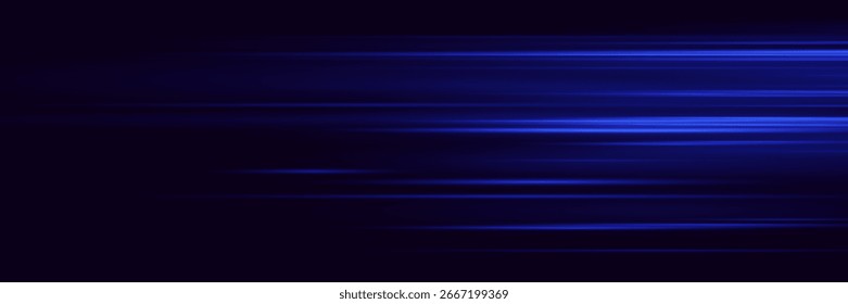 Abstract horizontal light lines with speed effect.