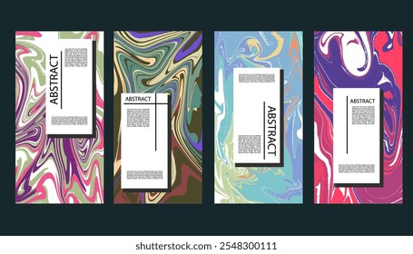 Abstract horizontal marble background with colorful waves. Trendy vector illustration in style retro 60s, 70s