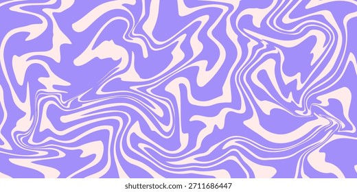Abstract horizontal monochrome background with dynamic waves. Trendy vector illustration in style retro 60s, 70s. Beige and purple colors