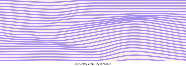 Abstract horizontal monochrome background with dynamic waves. Trendy vector illustration in style retro 60s, 70s. Beige and purple colors. vector illustration