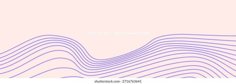 Abstract horizontal monochrome background with dynamic waves. Trendy vector illustration in style retro 60s, 70s. Beige and purple colors. simle design