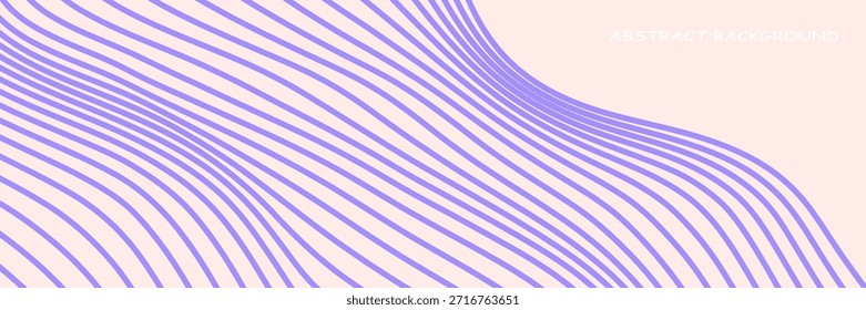 Abstract horizontal monochrome background with dynamic waves. Trendy vector illustration in style retro 60s, 70s. Beige and purple colors. Modern trendy design