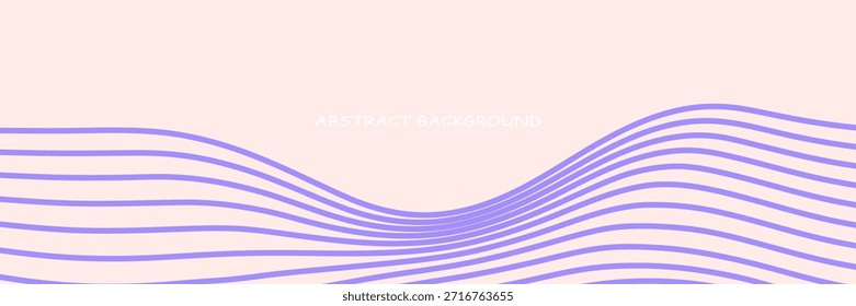 Fundo monocromático horizontal abstrato com ondas dinâmicas. Ilustração vetor na moda em estilo retro 60s, 70s. Bege e roxo cores. terno para negócios, banners