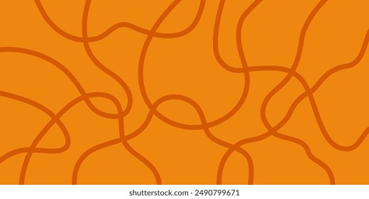 Abstract horizontal monochrome background with linear waves. Trendy vector illustration in style retro 60s, 70s. Orange colors