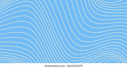 Fondo monocromo Horizontal Abstractas con ondas lineales. Ilustración vectorial de moda en estilo retro años 60, 70. Colores azul y beige