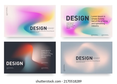 Abstract horizontal posters in modern design in yellow, pink, green, black, white, gray color. Background minimalist fluid gradient for landing page, cover, social media advertising, promo.