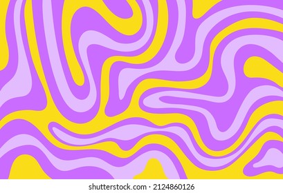 Abstract horizontal psychedelic background with colorful waves. Trendy vector illustration in style hippie 60s, 70s.