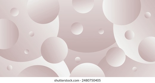 Abstract horizontal rectangular background with gray beige gradient bubbles. Minimalistic geometric background in light beige colors with circles. Trendy volumetric 3d balls background design.