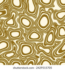 Abstract horizontal seamless pattern with golden waves. Fashion vector illustration in retro style 60s, 70s.
