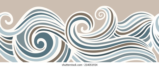 Abstract horizontal seamless waving background. Vector illustration