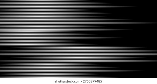 Abstract horizontal speed lines on a black background, representing fast motion, energy, and rapid acceleration in a minimalist monochrome style.