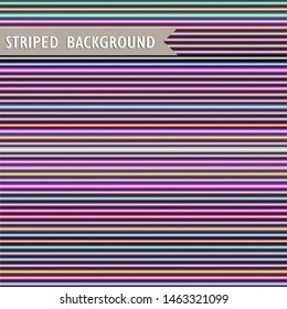 Abstract horizontal striped background. Colorful print with lines. Geometric seamless pattern for wallpaper, web page, surface textures, fabric, textile. Decorative vector illustration.