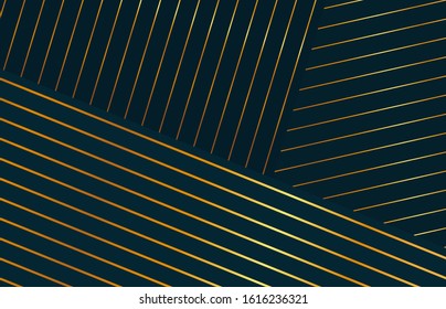 Abstract horizontal striped golden background. Ultra thin gold lines on black backdrop. for cover design, poster or banner with space for text. Vector illustration.