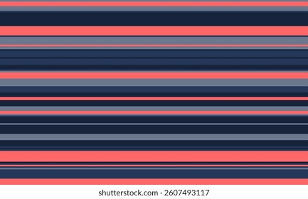 Abstract horizontal striped pattern in coral, navy, and gray.  Perfect for website backgrounds, textile design, or modern graphic projects.  This minimalist design evokes feelings of calm and order.