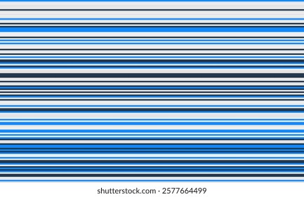 Abstract horizontal striped pattern in shades of blue, gray, and black.  Perfect for backgrounds, website designs, or textile prints. Clean, modern, and versatile design.