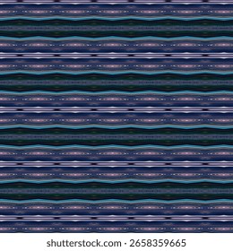 Abstrakte horizontale Streifen in dunkelblauen und tealen Tönen. Symmetrische Linien mit kosmischen Mustern fügen Tiefe und Geheimnis hinzu. Perfekt für moderne Hintergründe.