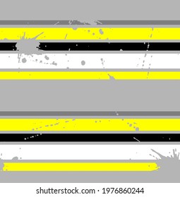 Abstract Horizontal Stripes with Splashes Ink Stains Seamless Vector Pattern Isolated Background