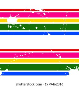 Abstract Horizontal Stripes with Splashes Ink Stains Seamless Vector Pattern Isolated Background