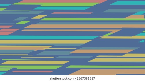 Abstract horizontal stripes in vibrant pastel shades on a blue background. Modern minimalist pattern with dynamic overlapping lines and colorful geometric design.