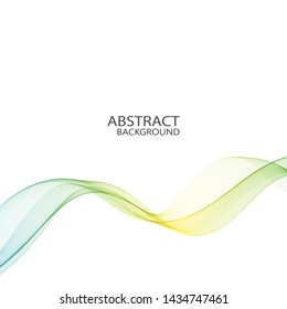 Abstract horizontal stylish blue-green wave on a white background. Brochure template