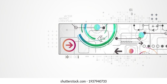 Abstract horizontal technology background. Communication concept, futuristic digital innovation background. Vector illustration