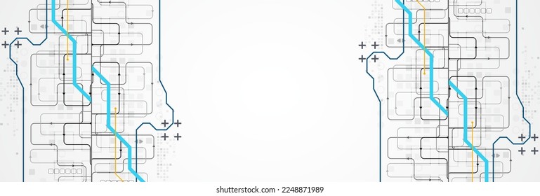 Abstract horizontal technology background. Communication concept, futuristic digital innovation background. Vector illustration