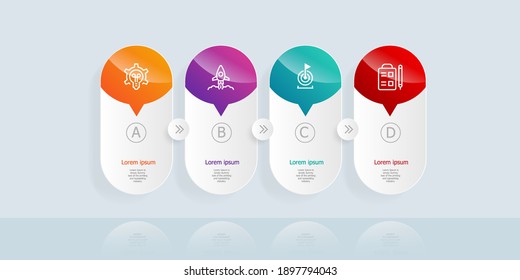abstract horizontal timeline infographics 4 steps for business and presentation vector illustration background