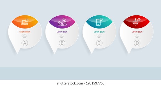 abstract horizontal timeline infographics 4 steps with world map for business and presentation vector illustration background