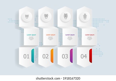 abstract horizontal timeline infographics 4 steps with world map for business and presentation vector illustration background