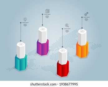 abstract horizontal  timeline infographics 4 steps with icon template for business and presentation vector illustration background