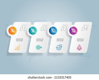 informe de presentación de elementos de infografías horizontales abstractas de línea de tiempo con iconos de negocios fondo de ilustración vectorial de 4 pasos