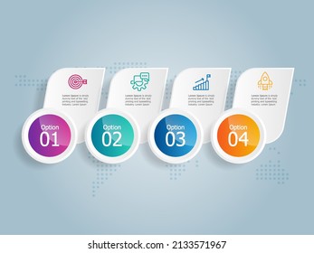 abstract horizontal timeline infographics element presentation report with business icons 4 step vector illustration background
