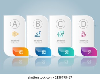 abstract horizontal timeline infographics element presentation report with business icons 4 step vector illustration background