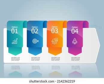 abstract horizontal timeline infographics element presentation report with business icons 4 step vector illustration background