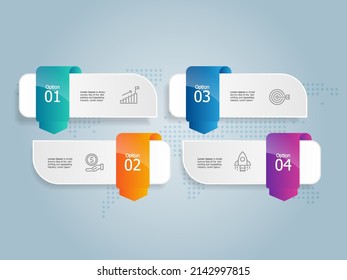 abstract horizontal timeline infographics element presentation report with business icons 4 step vector illustration background