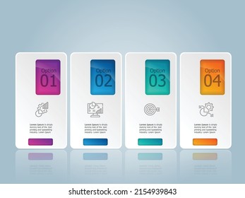 abstract horizontal timeline infographics element presentation report with business icons 4 step vector illustration background