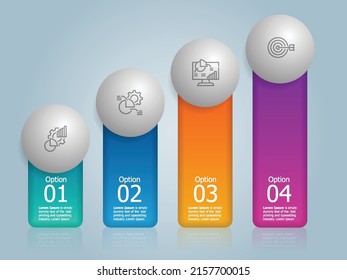 abstract horizontal timeline infographics element presentation report with business icons 4 step vector illustration background