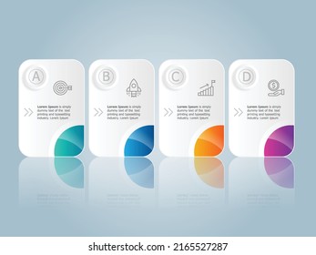 abstract horizontal timeline infographics element presentation report with business icons 4 step vector illustration background