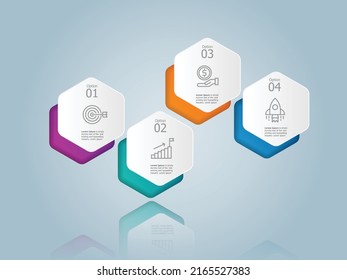 informe de presentación de elementos de infografías horizontales abstractas de línea de tiempo con iconos de negocios fondo de ilustración vectorial de 4 pasos