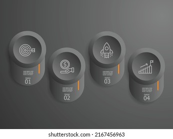 abstract horizontal timeline infographics element presentation report with business icons 4 step vector illustration background