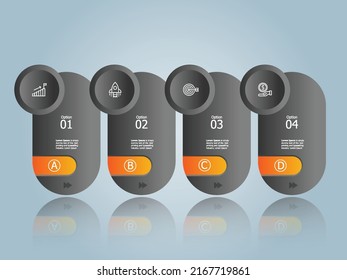 informe de presentación de elementos de infografías horizontales abstractas de línea de tiempo con iconos de negocios fondo de ilustración vectorial de 4 pasos