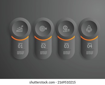 abstract horizontal timeline infographics element presentation report with business icons 4 step vector illustration background