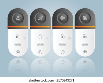informe de presentación de elementos de infografías horizontales abstractas de línea de tiempo con iconos de negocios fondo de ilustración vectorial de 4 pasos