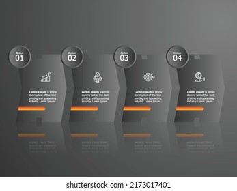 abstract horizontal timeline infographics element presentation report with business icons 4 step vector illustration background