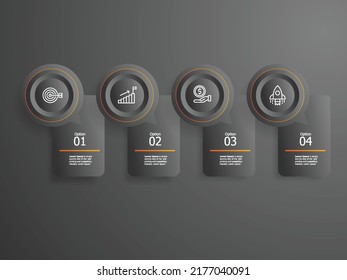 abstract horizontal timeline infographics element presentation report with business icons 4 step vector illustration background