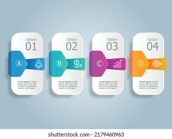 abstract horizontal timeline infographics element presentation report with business icons 4 step vector illustration background