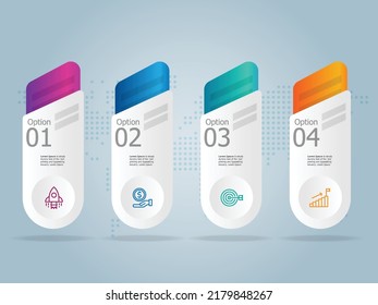 informe de presentación de elementos de infografías horizontales abstractas de línea de tiempo con iconos de negocios fondo de ilustración vectorial de 4 pasos